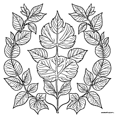 Leaf Pattern Simple Repeated coloring page variation 5