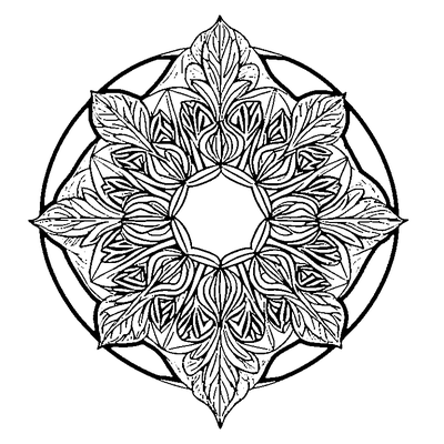 Leaf With Geometric Pattern Inside Design