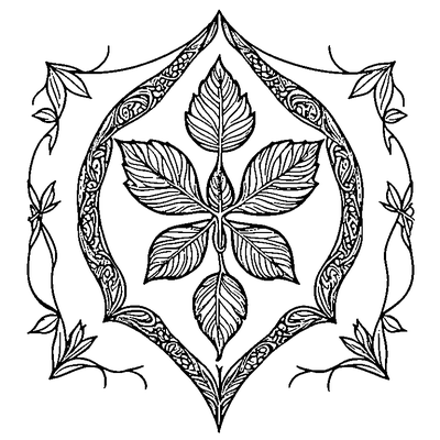 Leaf With Geometric Pattern Inside Template