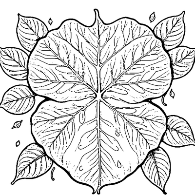 Leaf With Raindrops On Surface Design