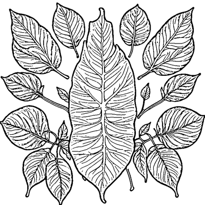 Leaf With Raindrops On Surface coloring page variation 5