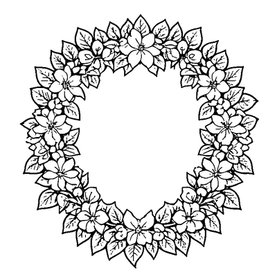 Leaf Wreath With Flowers Printable
