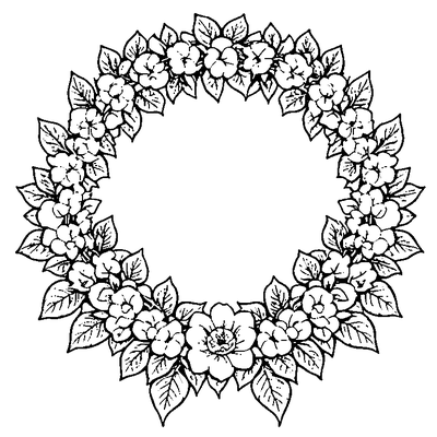 Leaf Wreath With Flowers coloring page variation 2