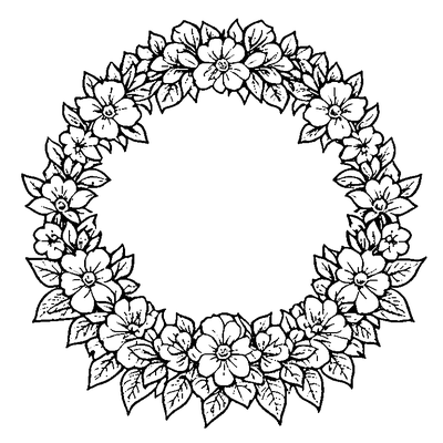 Leaf Wreath With Flowers coloring page variation 4