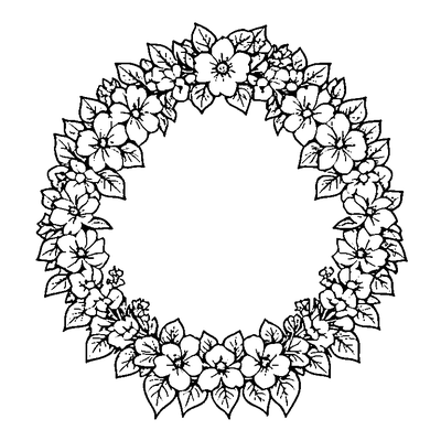 Leaf Wreath With Flowers coloring page variation 5