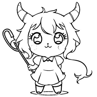 Little Devil Girl With A Wand coloring page - free printable