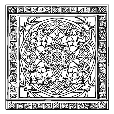 Moroccan Tile Pattern coloring page design 1