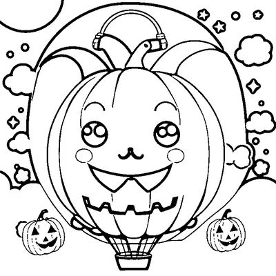 Pumpkin Hot Air Balloon coloring page - free printable