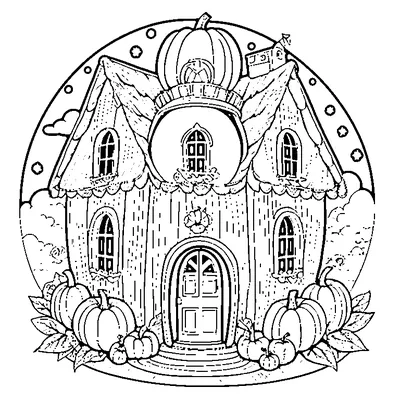 Pumpkin House With A Round Door coloring page - free printable