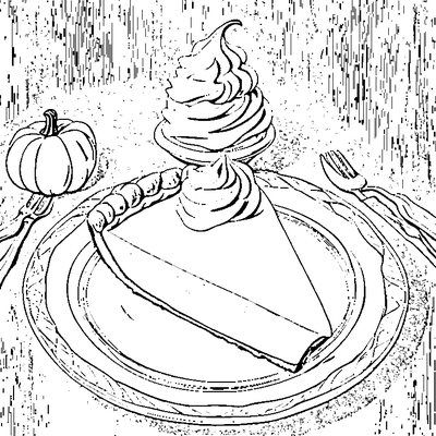 pumpkin pie slice with whipped cream coloring pages