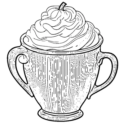 Pumpkin Spice Latte Mug With Whipped Cream coloring page - free printable