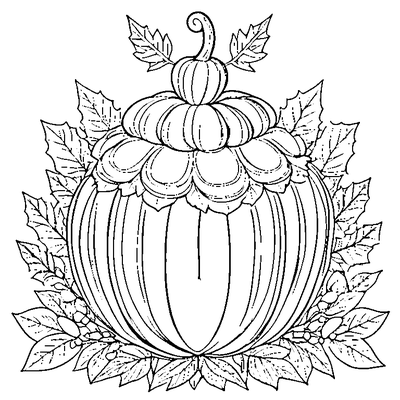 pumpkin wearing a leaf crown coloring pages