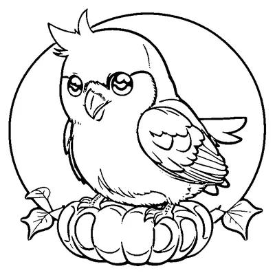 Raven Standing On A Pumpkin coloring page - free printable