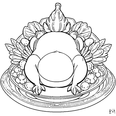 roasted turkey on a platter coloring pages