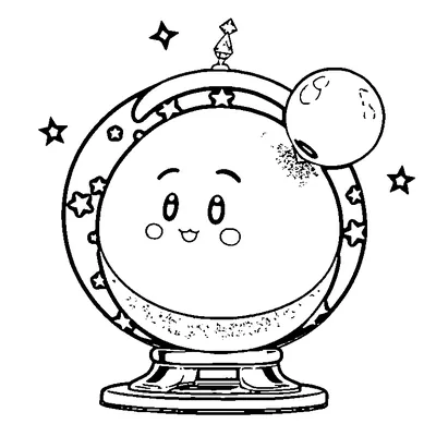 Smiling Crystal Ball With Stars coloring page - free printable
