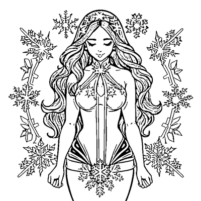 Snowflakes Pattern Scattered Coloring Page