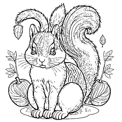 squirrel holding an acorn coloring pages
