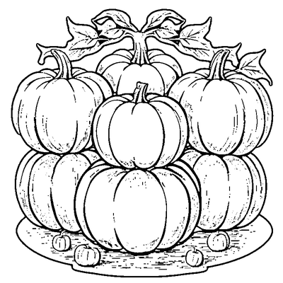 Stack Of Three Pumpkins coloring page - free printable