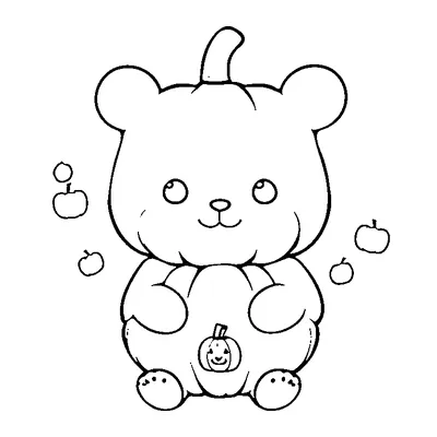 Teddy Bear Hugging A Pumpkin coloring page - free printable