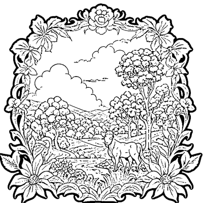 Toile De Jouy Pattern Pastoral coloring page design 2