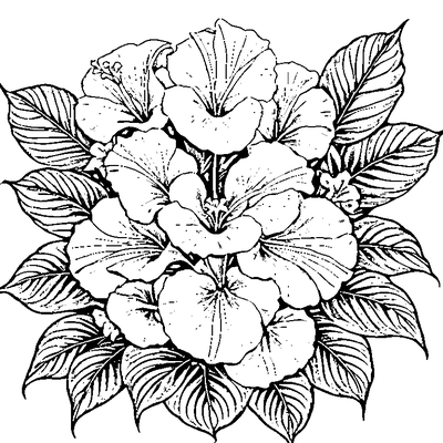 Tropical Leaf With Hibiscus Flower Printable