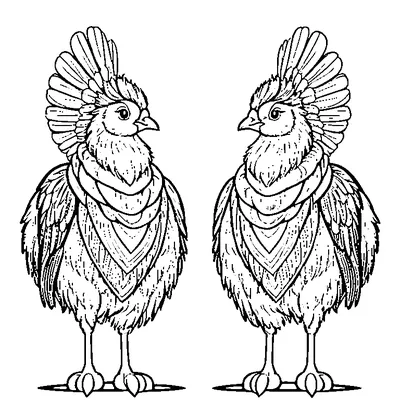 Two Turkeys Facing Each Other coloring page - free printable