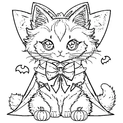 Vampire Cat With A Cape coloring page - free printable