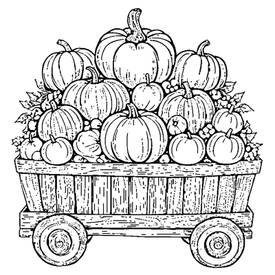 wagon full of pumpkins coloring pages