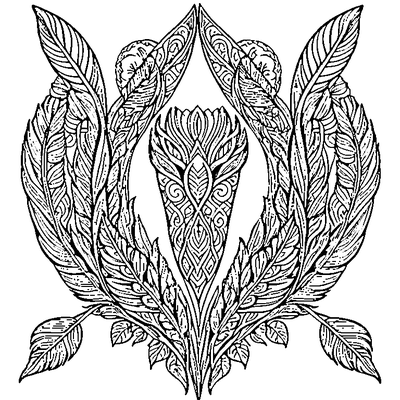 zentangle feather motifs coloring page