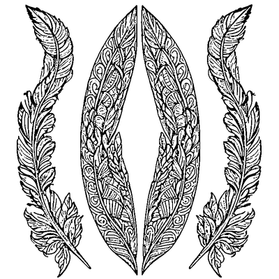 zentangle feather motifs template