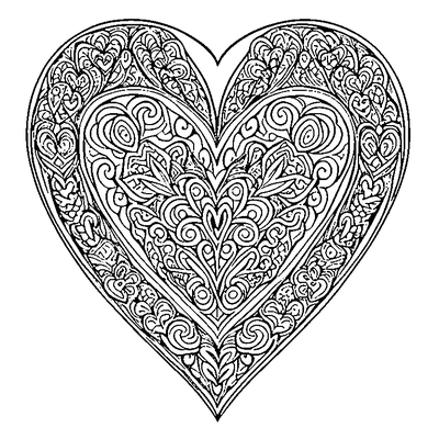 zentangle heart shapes coloring page