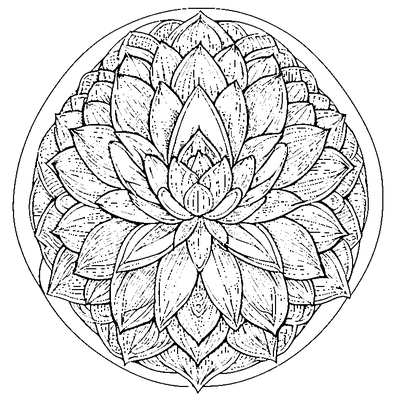 Zentangle Lotus Flower coloring page - free printable