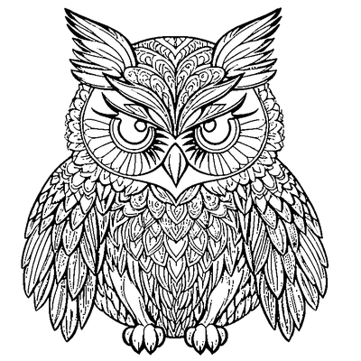 Zentangle Owl coloring page - free printable