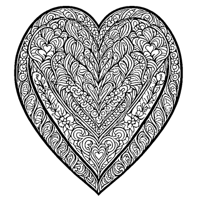 zentangle pattern with heart shapes