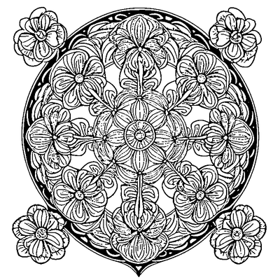 zentangle pattern with spiral flowers
