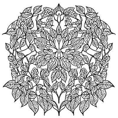 zentangle repeating leaves coloring page