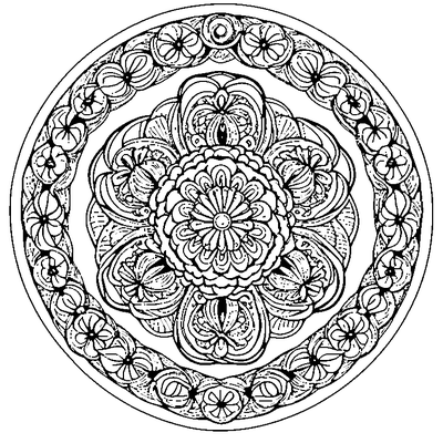 zentangle spiral flowers coloring page